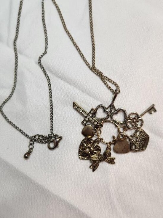 Multi-charm Gold-toned Vintage Style Necklace - Picture 3 of 4